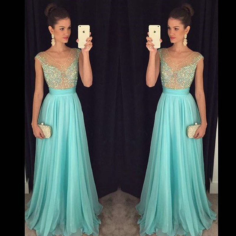 Prom Dresses,prom Dress,crystal V-neck Sleeveless 2017 Prom Dresses A-line Natural Party Gowns