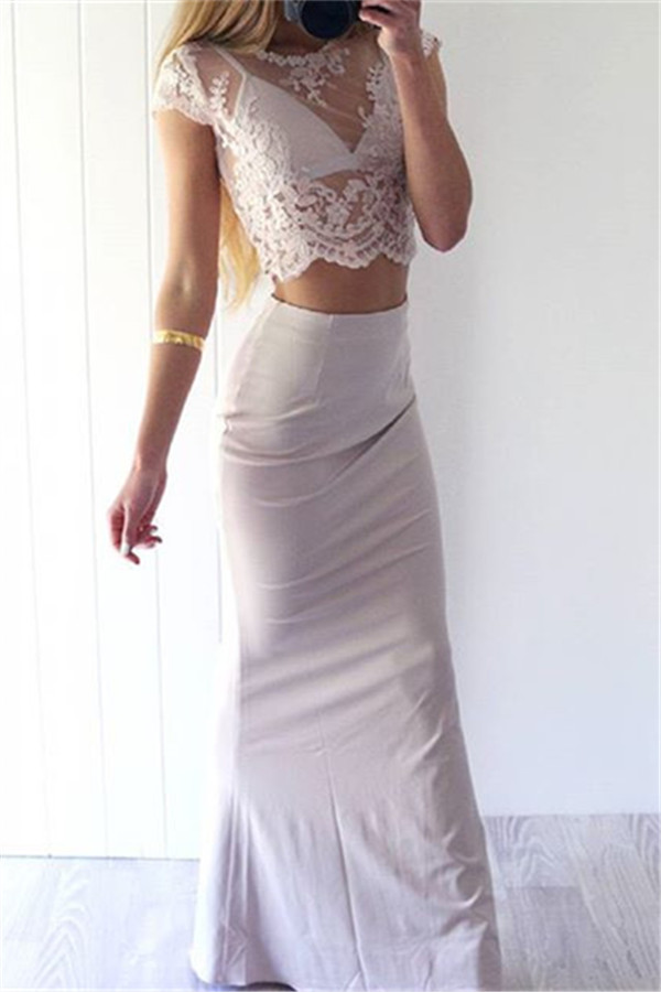Sexy Prom Dresses,white Lace Evening Gowns,mermaid Party Dresses,2 Pieces Evening Gowns,modest Formal Dress,evening Gown For Teens