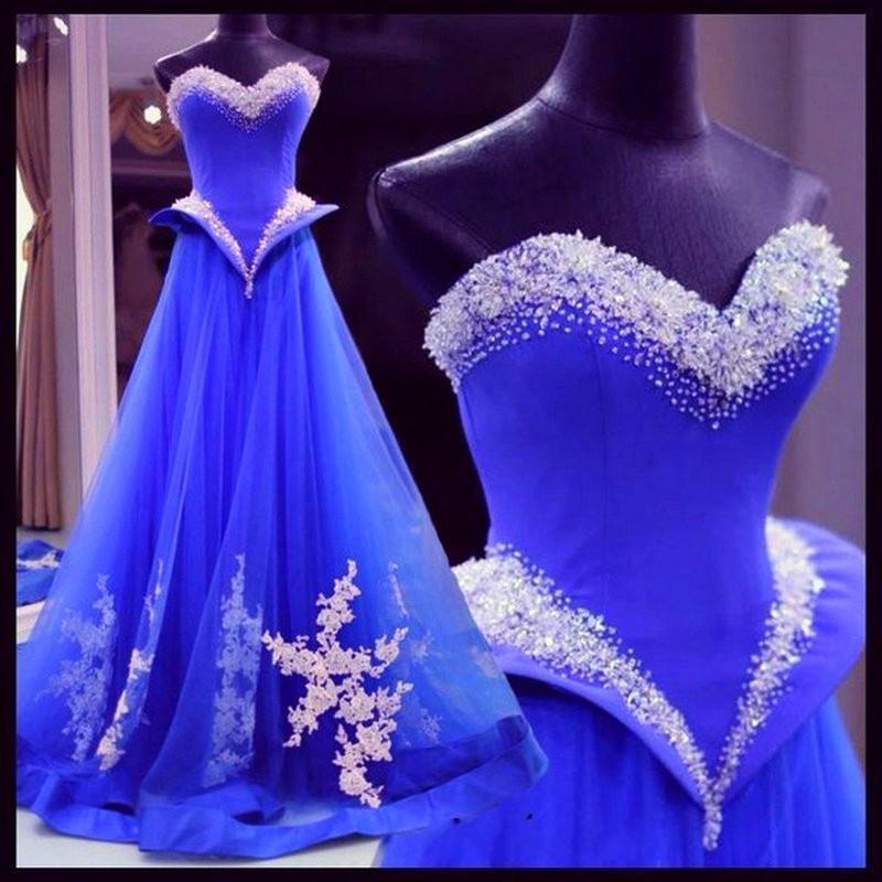 Royal Blue Prom Dresses,royal Blue Strapless Prom Dress ,pageant Gown,princess Evening Dress