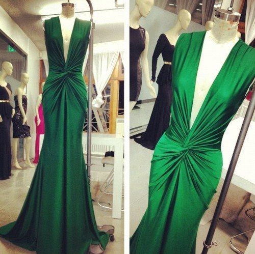 Modest Prom Dresses,sexy Prom Dress,gorgeous Emerald Green Mermaid Evening Gowns 2016 Deep V Neck Ruched Sexy Long Prom Dresses