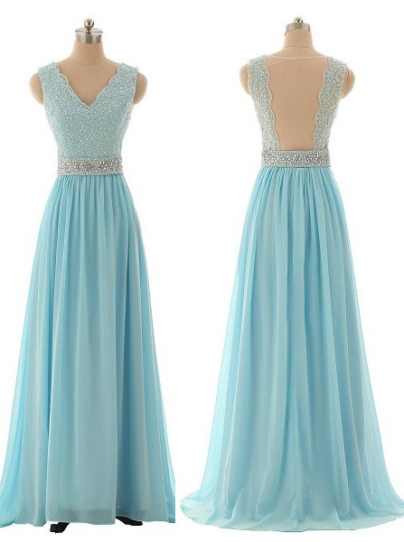 Lace Prom Dresses,blue Prom Dress,modest Prom Gown,light Blue Prom Gown,evening Dress,backless Evening Gowns,party Gowns