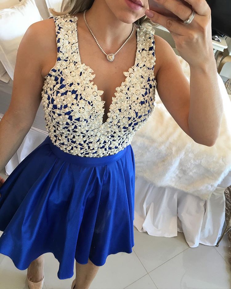 Homecoming Dress,short Homecoming Dresses,royal Blue V Neck Sheer Back Homecoming Dress,beautiful Prom Gown,cocktail Dress
