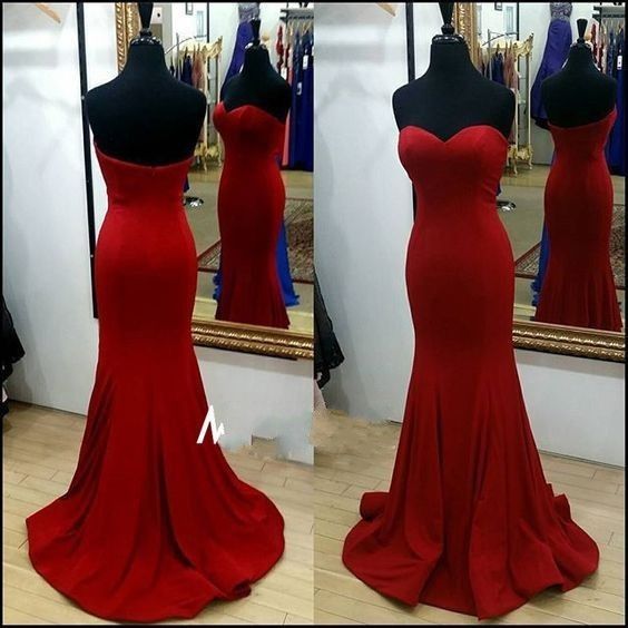 Red Prom Dress,charming Prom Dress,satin Prom Dress,mermaid Prom Dress,sweetheart Evening Dress