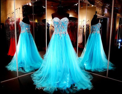 Sexy Prom Dress,stunning Sweetheart Bodice Beaded Blue Tulle Long Prom Dress,a Line Lace Back Up Prom Gown, Handmade Evening Gowns, Formal Women