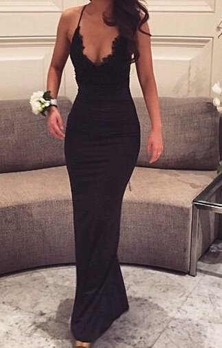 Sexy Black Halter Long Handmade Mermaid Prom Gowns,black Party Gowns, Sexy Evening Dresses Evening Gown For Teens