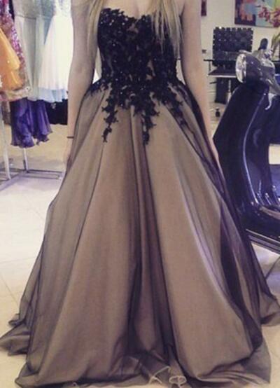 Champagne Prom Dresses,sweetheart Black And Champagne Ball Gown Dresses, Prom Dresses, Party Gowns