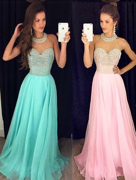 Prom Dresses,blue Prom Dress,chiffon Prom Gown,pink Prom Dresses,evening Gowns, Styles Evening Dresses