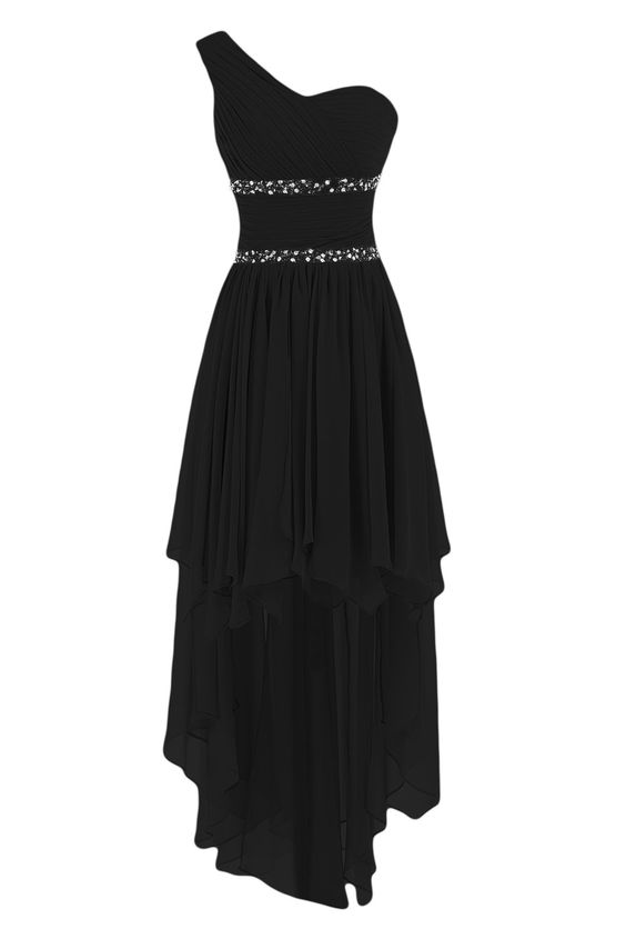 Black Prom Dresses,One Shoulder Prom Dress,Chiffon Prom Dress,Glitter ...