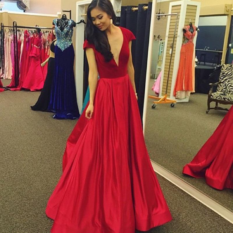 Red Prom Dresses,a Line Prom Dress,prom Gown,sexy Prom Dress With Short Sleeves,sexy Evening Gowns,party Dress For Teens