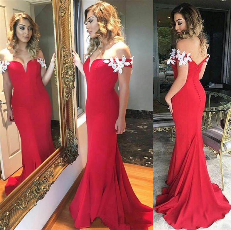 Red Prom Dresses,charming Evening Dress,off The Shoulder Prom Gowns,chiffon Prom Dresses, Prom Gowns,red Evening Gown,mermaid Party Dresses