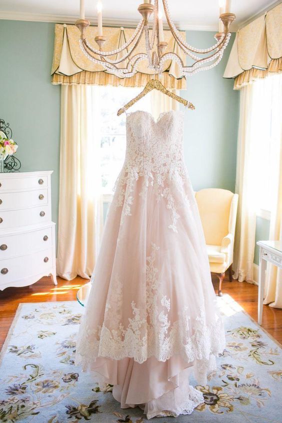 Lovely Wedding Dresses,long Wedding Gown,tulle Wedding Gowns,lace Bridal Dress,romantic Wedding Dress,unique Blush Pink Brides Dress,spring