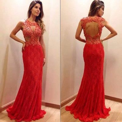 Red Prom Dresses,charming Evening Dress,prom Gowns,lace Prom Dresses,2017 Prom Gowns,red Evening Gown,backless Party Dresses