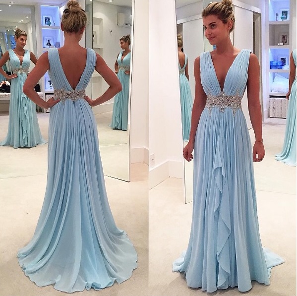 Prom Dresses,blue Prom Dress,modest Prom Gown,light Blue Prom Gown,evening Dress,backless Evening Gowns,party Gowns