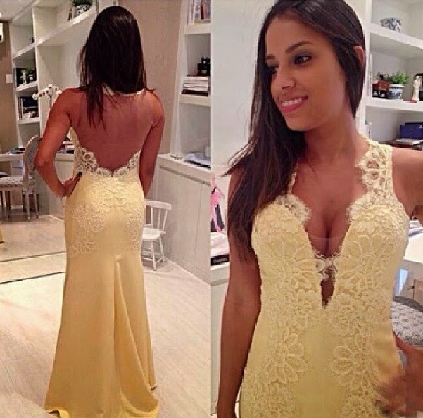 Yellow Prom Dresses,charming Evening Dress,yellow Prom Gowns,lace Prom Dresses, Prom Gowns,yellow Evening Gown,backless Party Dresses