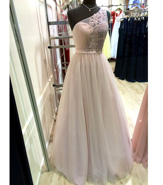 Prom Dress,one Shoulder Prom Dresses 2017,a-line Decals Long Prom Dress,chiffon Tulle Evening Dress Formal Dress For Teens