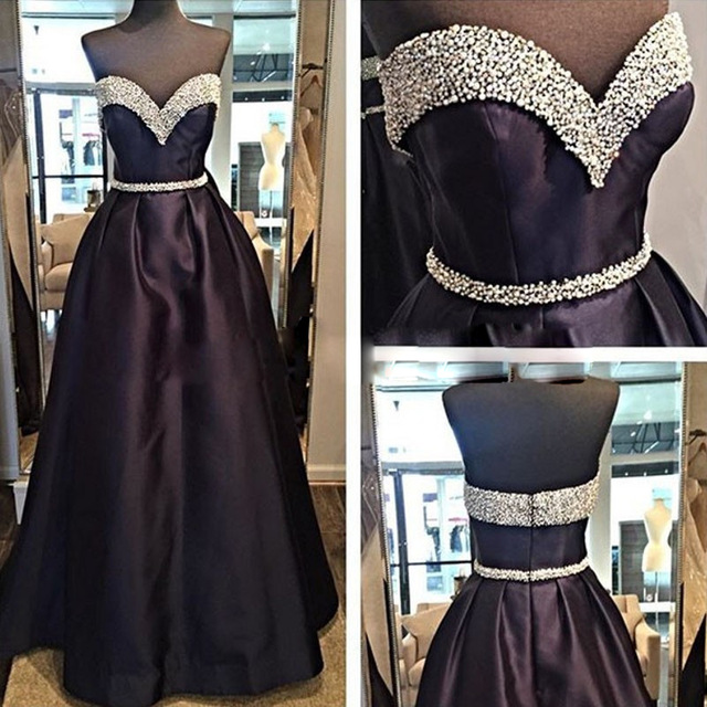 Sweetheart Prom Dress,black Prom Dress,beaded Prom Dress,fashion Prom Dress,sexy Party Dress, Style Evening Dress