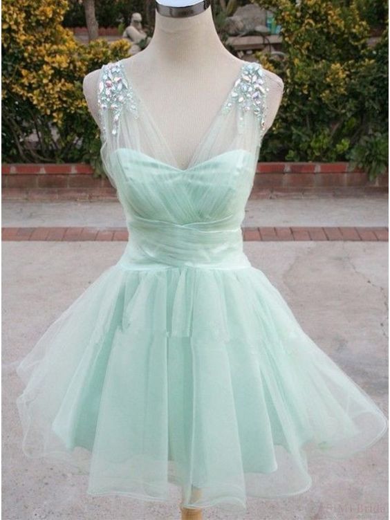 Beaded Prom Dress,mint Green Prom Dress,mini Prom Dress,fashion Homecomig Dress,sexy Party Dress, Style Evening Dress