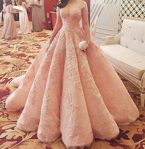 Modest Quinceanera Dress,Pink Ball Gown,Applique Prom Dress,Fashion Prom Dress,Sexy Party Dress, New Style Evening Dress