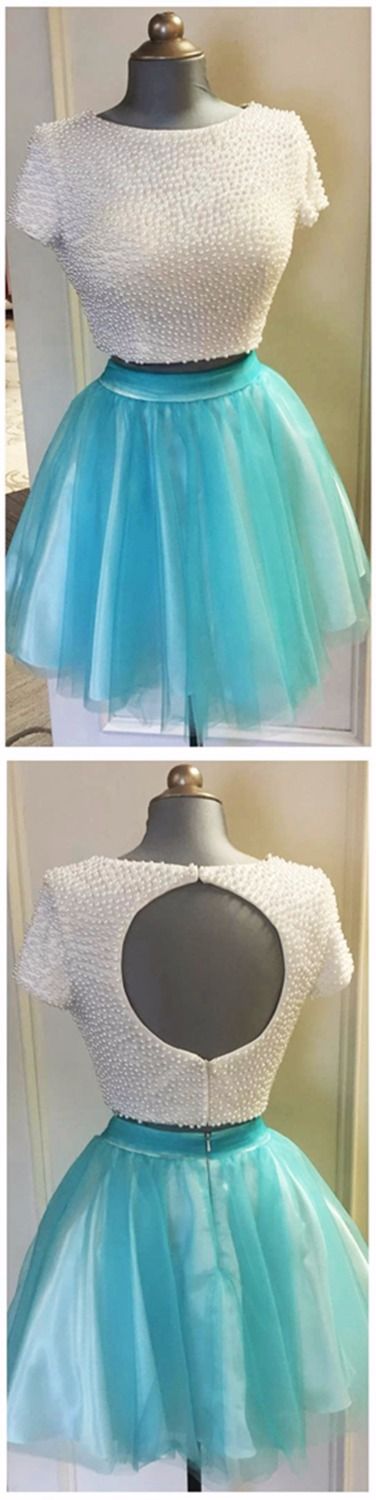 Beaded Prom Dress,two Pieces Prom Dress,mini Prom Dress,fashion Homecomig Dress,sexy Party Dress, Style Evening Dress