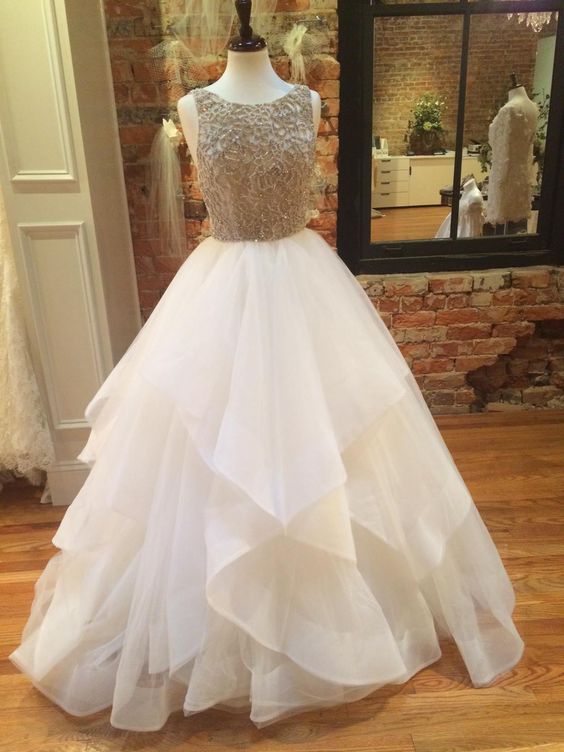 strapless open back dress ZAPAKA Women Grey Blue A-Line Long Prom Dress Sweetheart Tiered Embroidery  Tulle Evening Dress main image 1