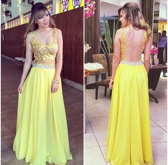 Yellow Prom Dress,chiffon Prom Dress,backless Prom Dress,fashion Prom Dress,sexy Party Dress, Style Evening Dress