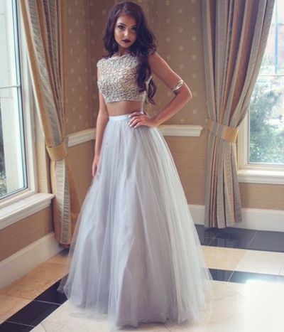 Two Pieces Prom Dress,a Line Prom Dress,illusion Prom Dress,fashion Bridesmaid Dress,sexy Party Dress, Style Evening Dress