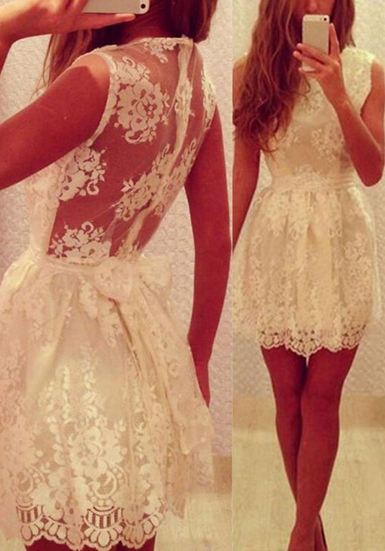 Lace Prom Dress,bowknot Prom Dress,mini Prom Dress,fashion Homecoming Dress,sexy Party Dress, Style Evening Dress