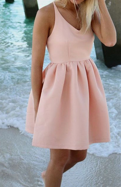 Pink Prom Dress,v Neck Prom Dress,mini Prom Dress,fashion Homecomig Dress,sexy Party Dress, Style Evening Dress