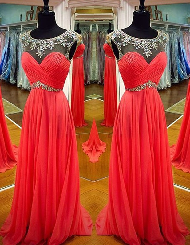 Red Prom Dress,beaded Prom Dress,chiffon Prom Dress,fashion Prom Dress,sexy Party Dress, Style Evening Dress