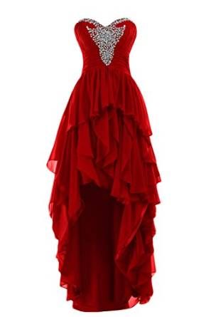 Beaded High Low Prom Dress,layered Prom Dress,red Prom Dress,fashion Prom Dress,sexy Party Dress, Style Evening Dress
