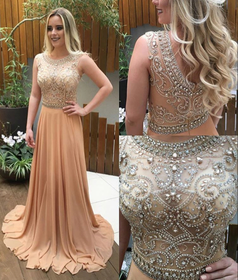 Beaded Party Dress,chiffon Prom Dress,maxi Prom Dress,fashion Prom Dress,sexy Party Dress, 2017 Evening Dress