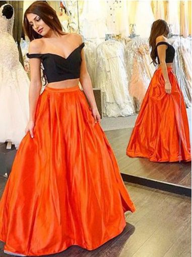 Two Pieces Party Dress,off The Shoulder Ball Dress,maxi Prom Dress,fashion Prom Dress,sexy Party Dress, 2017 Evening Dress