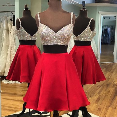 Sequins Prom Dress,Two Pieces Prom Dress,Mini Prom Dress,Fashion Prom Dress,Sexy Party Dress, 2017 New Evening Dress,homecoming dresses