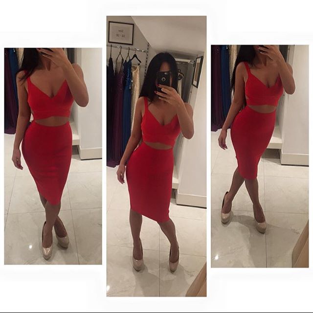 red prom dress bodycon