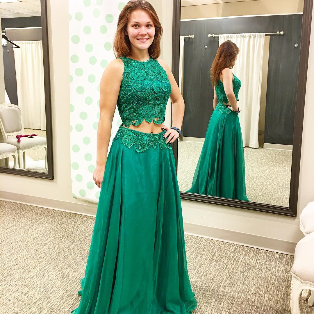 Prom Dress,modest Prom Dress,green Prom Dress,two Piece Prom Dresses,2 Piece Prom Gowns,prom Dresses 2017