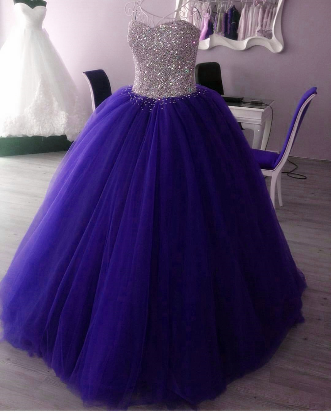 Royal Blue Quinceanera Dress Sweetheart Crystal Beaded Puffy