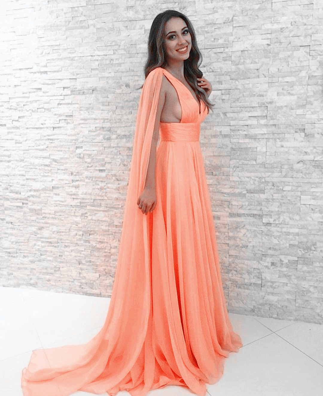 Prom Dress,modest Prom Dress,coral Prom Dresses,chiffon Evening Dresses,floor Length Dress,simple Evening Gowns,elegant Party