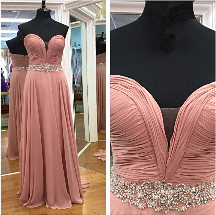 Prom Dress,modest Prom Dress,sweetheart Blush Pink Beading Prom Dress Simple Evening Dresses Long Formal Dress