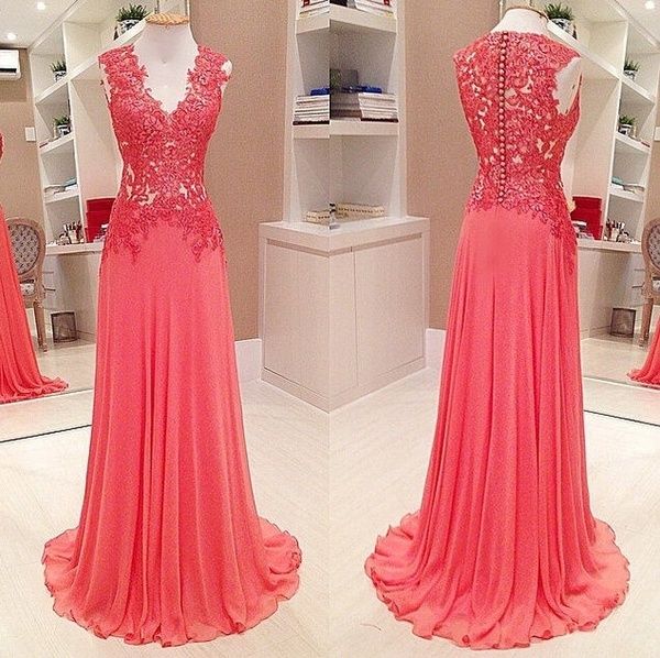 Prom Dresses,2017 Lace Gorgeous Long Chiffon Crystal Sleeveless Evening Dress