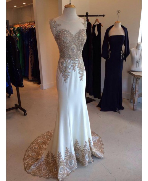 Long White Prom Dress, Charming Applique Prom Dresses, 2016 Formal Evening Gown, Mermaid Prom Dress,charming Evening Gown
