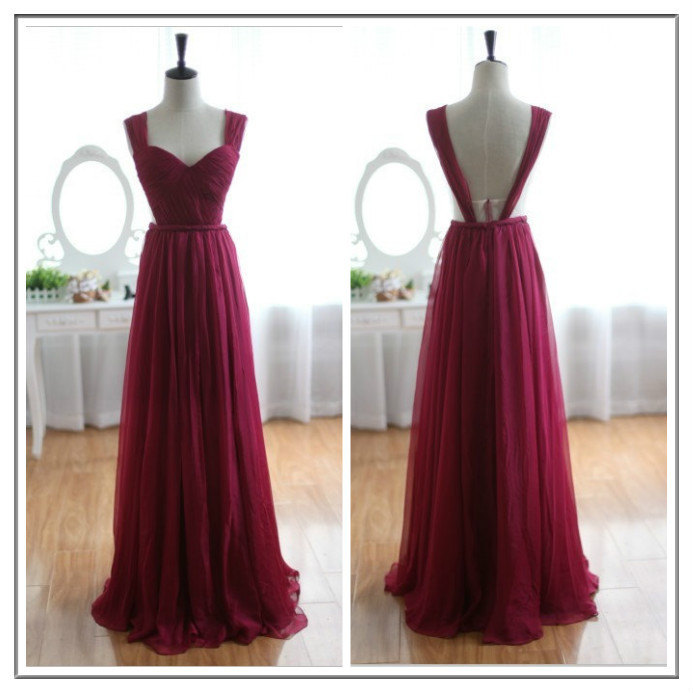 burgundy floor length gown
