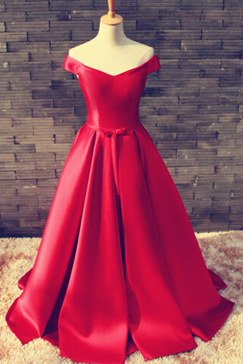 Red Prom Dresses,2017 Evening Gown, Prom Gown,off Shoulder Prom Dress, Party Dress
