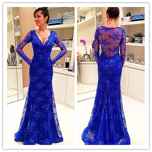 Full Lace Prom Dress Royal Blue Prom Dresses Evening Dress On Luulla