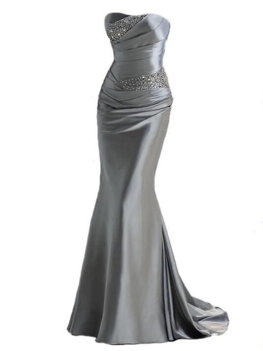 Grey strapless prom dress sale