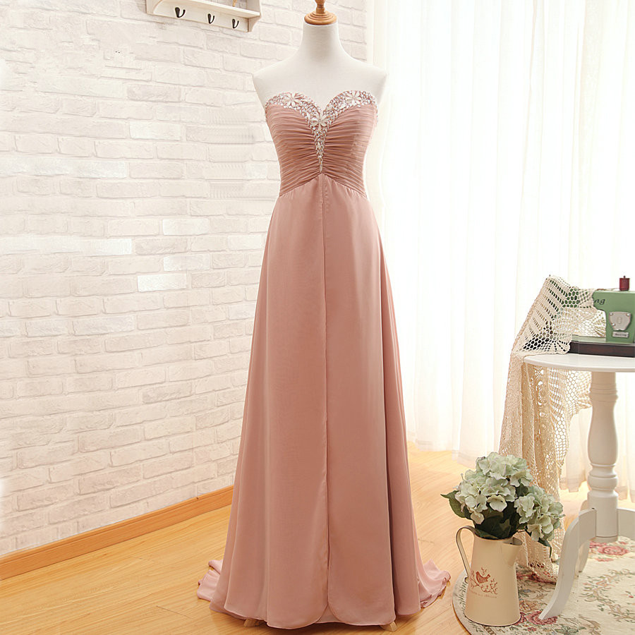 Sweetheart A-Line Prom Dress,Long Chiffon Prom Dresses