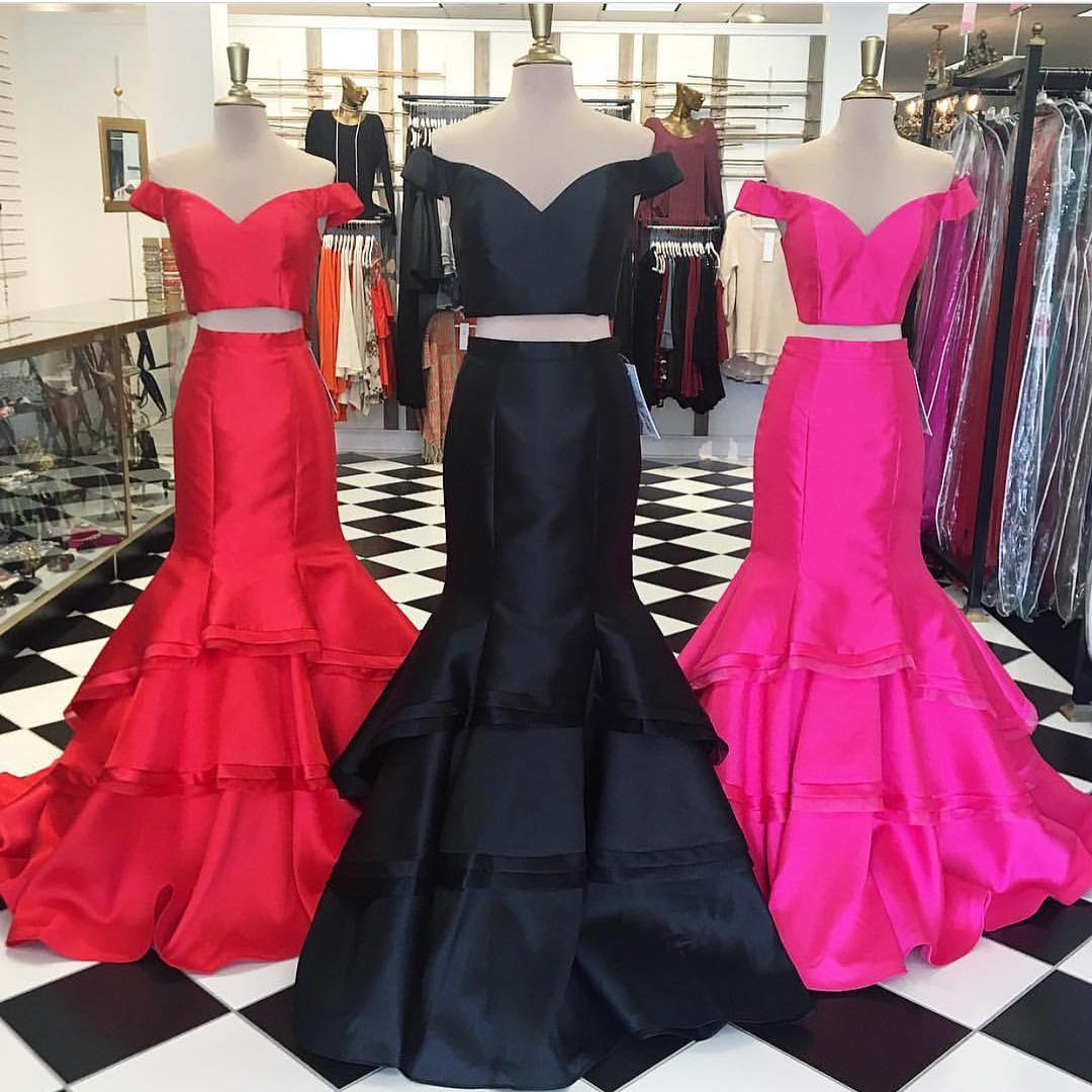 Prom Dress,modest Prom Dress,two Piece Mermaid Prom Dresses,satin Evening Gowns,prom Dress 2017 Sexy,long Formal Dress,2 Piece Evening Dress