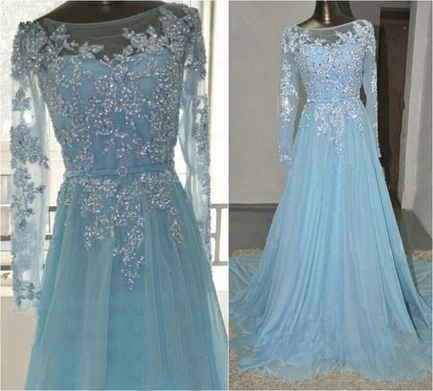 Long Prom Dress, Prom Dress, Blue Prom Dress, A-line Prom Dress, Backless Prom Dress, Dress Gown