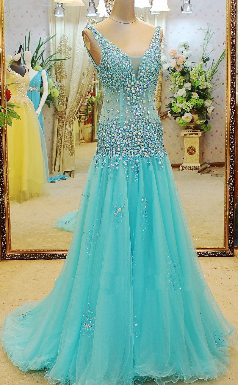 Blue Prom Dress, Long Prom Dress, Prom Dress, 2017 Prom Dress, Mermaid Prom Dress