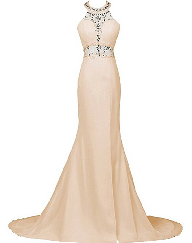 Women's Long Mermaid Chiffon Homecoming Dress Beaded Halter Prom Gowns With  Slit Pd084 on Luulla