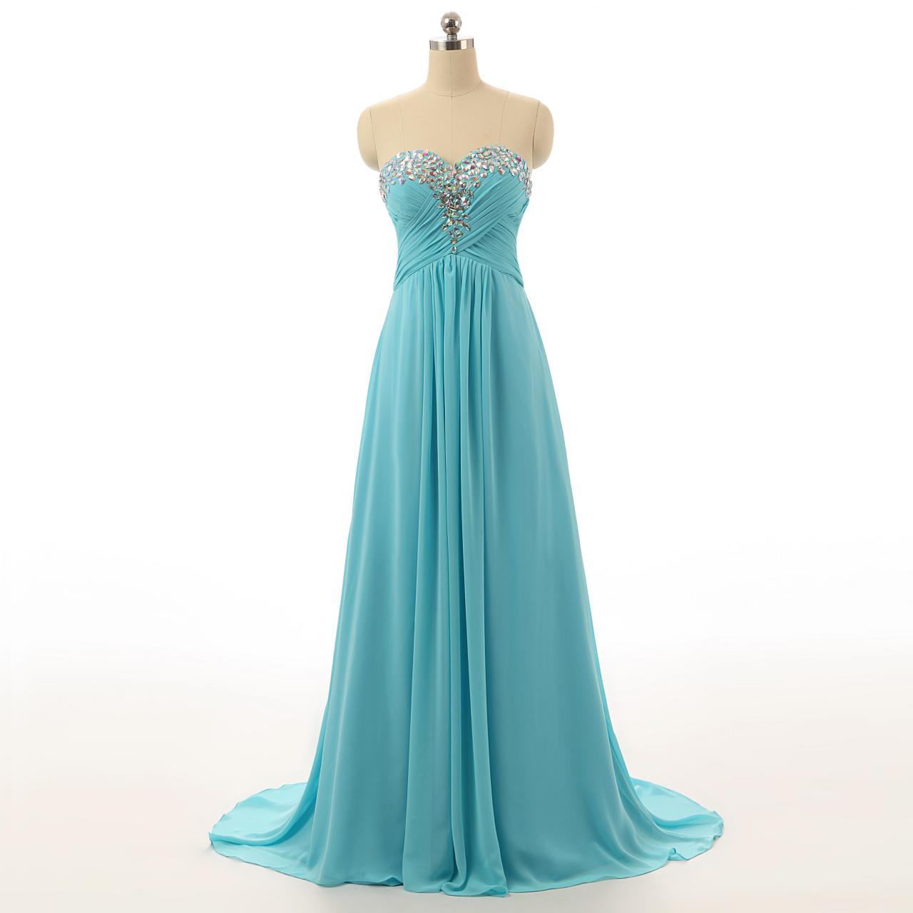 Strapless Sweetheart A-line Long Prom Dress With Iridescent Beads